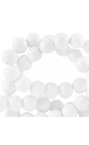 Opaque glass beads 8mm Bright white